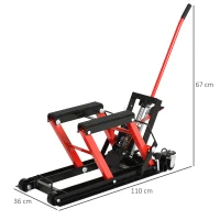 DURHAND Elevador hidráulico de aço para motocicleta Suporte 680 kg 110x36x67 cm Preto e Vermelho(m-3)