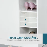 HOMCOM Sapateira Armário Multiuso com 2 Portas Prateleiras Interiores e 4 Prateleiras Exteriores com Altura Ajustável 83x30x90 cm Branco(m-5)