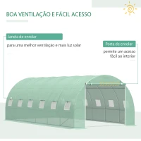 Outsunny Estufa Tipo Túnel 600x300x200 cm com Porta 12 Janelas Cobertura de PE 140g/㎡ para Cultivo de Plantas e Verduras Verde(m-5)