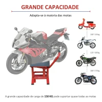 HOMCOM Plataforma Elevação para Motocicletas Macaco Elevador para Reparação Estacionar Aço 28x34x30-40cm Vermelho(m-4)