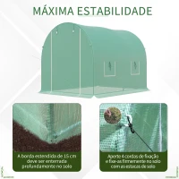 Outsunny Estufa Tipo Túnel 300x200x195 cm com Porta e 4 Janelas para Cultivo de Plantas e Verduras com Cobertura PE 140g/㎡ Verde(m-5)