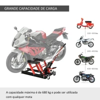 DURHAND Elevador hidráulico de aço para motocicleta Suporte 680 kg 110x36x67 cm Preto e Vermelho(m-6)