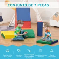 HOMCOM Conjunto de 7 Blocos de Espuma para Crianças de 1-3 Anos Blocos de Construção para Escalar e Gatinhar 60x40x11 cm Multicor(m-4)