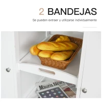 HOMCOM Aparador de Cocina Buffet para Salón con 2 Puertas Cajones Estantes Abiertos y Bandeja Extraíble Mueble Auxiliar de Salón Comedor 115x48x87 cm Blanco(m-6)