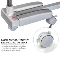 HOMCOM Tendedero de Ropa Plegable 80x55x172 cm con 6 Ruedas y 4 Estantes con Altura Regulable de Acero Inoxidable Plateado(m-5)