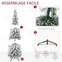 HOMCOM Arbre de Noël artificiel avec support en acier 253 branches enneigées socle pliable hauteur 135 cm vert(m-7)