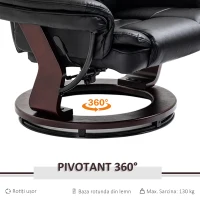 HOMCOM Set Fotoliu Relax si Taburet pentru Picioare, Pivotant la 360° si Inclinabil, Imitatie de piele PU(m-5)