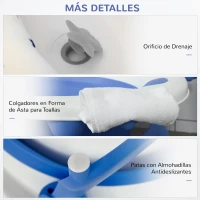 HOMCOM Bañera Plegable para Bebé Recién Nacido hasta 3 Años 81,5x50,5x23,5 cm con Tapón Termosensible Cojín Azul(m-5)