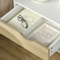 HOMCOM Set de 2 Mesitas de Noche Mesa Auxiliar Mesillas de Noche con Cajón y Estante de Almacenamiento para Dormitorio Salón Cama Oficina Estilo Moderno 50x39x51 cm Blanco y Roble(m-9)