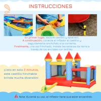 Outsunny Castillo Hinchable para Niños con Tobogán Cama de Salto Inflador y Bolsa de Transporte para Interior y Exterior 280x260x210 cm Multicolor(m-5)