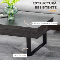 HOMCOM Mesa de Centro Rectangular Mesa Auxiliar con Cajón y Patas Elevadas de Metal Estilo Moderno para Salón Oficina 110x60x40 cm Gris Oscuro(m-4)