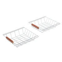 HOMCOM Mesa Auxiliar Cocina 91x37x75 cm Plegable 6 Ruedas 1 Cajón 2 Cestas Carrito Servicio Pino Metal Cromado(m-9)