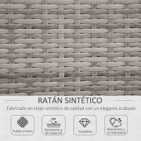 Outsunny Conjunto de Muebles de Jardín de Ratán 4 Piezas Mesa de Centro de Vidrio Sofá Doble y 2 Sofás Esquineros con Cojines Desenfundables para Terraza Exterior Gris(m-4)