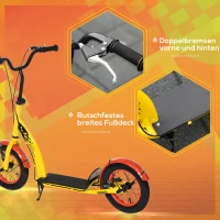 HOMCOM Kinderroller mit 12'' Luftreifen Scooter Tretroller höhenverstellbar Roller Cityroller Kinder Roller Kickboard ab 5 Jahre Kleinkind Schwarz 118 x 55,5 x 85-100,5 cm(m-5)