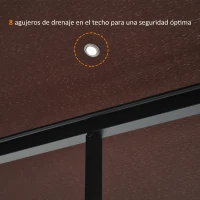 Outsunny Cenador de Jardín 3x3m Pabellón con Doble Techo y Mosquiteras Laterales con Cremallera Buena Ventilación Gazebo para Terraza Eventos Fiestas Bodas Marrón y Blanco(m-4)