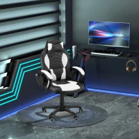 HOMCOM Sillón Giratorio Reclinable con 6 Puntos de Masaje y Calefacción Mando a Distancia 68x69x108-117cm Negro y Blanco(m-2)