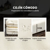 Outsunny Conjunto de 2 Tumbonas de Ratán con Mesa de Centro Respaldo Ajustable en 5 Niveles y Cojines 196x54x32 cm Negro(m-5)