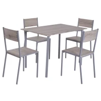HOMCOM 5 Piezas Conjunto de Mesa y 4 Sillas de Comedor Juego Muebles de Cocina Sala Conjunto de Comdedor Moderno Madera y Metal(m-1)