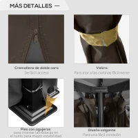 Outsunny Cenador de Jardín 3x3m Pabellón de Aluminio Exterior con Doble Techo de Ventilación 4 Cortinas Laterales y 4 Mosquiteras con Cremallera Gazebo para Fiestas Eventos Patio Café(m-5)