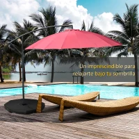 Outsunny 4 Pesos para Base de Sombrilla Rellenable de Agua 104 kg Arena 125 kg o Mixto 140 kg 4 Piezas para Base Cruzada de Parasol para Jardín Exterior 109x109x13 cm Negro(m-6)