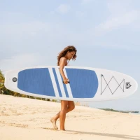HOMCOM Tabla de Paddle Surf Hinchable 305x80x15 cm con Remo de Aluminio Ajustable Desmontable Cubierta Antideslizante y Accesorios Completos Carga Máx. 120 kg Azul y Blanco(m-7)