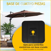 Outsunny Base de Sombrilla de 4 Piezas Rellenable de Agua 90 kg o Arena 130 kg Pesos para Base Cruzada de Parasol para Jardín Terraza Patio 98x98x13 cm Negro(m-4)
