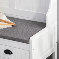 HOMCOM Perchero Zapatero con Banco 4 Ganchos 2 Compartimentos Abiertos 2 Cajones Extraíbles y Estante Inferior Moderno para Recibidor Entrada 89x42x172 cm Blanco(m-9)
