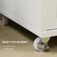 HOMCOM Rolling Storage Cabinet 3-Tier Mobile File Cabinet with Wheels & Metal Doors for Home Office, Living Room, White(m-6)