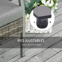 Outsunny Sofá de Ratán Estructura de Aluminio Dos Plazas con Cojín Desmontable Sillón Mueble de Jardín 118x75x79cm para Patio Exterior al Aire Libre Gris(m-6)