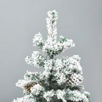 HOMCOM Sapin de Noël artificiel avec 28 pommes de pin 269 branches enneigées support en acier socle pliable hauteur 120 cm vert(m-8)