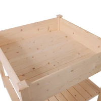 Outsunny Huerto Urbano Tabla de Crecimiento Mesa de Cultivo Vintage con Estante de Almacenaje Mesa Exterior Jardín para Plantación 91x91x81cm Madera(m-5)