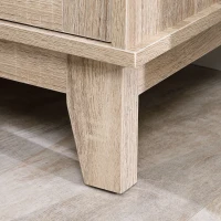 HOMCOM Mesa de Cabeceira com 1 Porta de Vime e Prateleira Interior Ajustável para Dormitório Sala de Estar 48x40x58cm Carvalho(m-8)