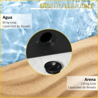 Outsunny Base de Sombrilla de 4 Piezas Rellenable de Agua 90 kg o Arena 130 kg Pesos para Base Cruzada de Parasol para Jardín Terraza Patio 98x98x13 cm Negro(m-5)