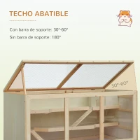 PawHut Jaula para Hámster de Madera Casa para roedores Pequeños con Bandeja Extraíble 2 Plataformas y Rampas 115x57x55 cm Madera Natural(m-6)