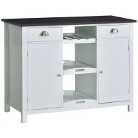HOMCOM Aparador de Cocina Buffet para Salón con 2 Puertas Cajones Estantes Abiertos y Bandeja Extraíble Mueble Auxiliar de Salón Comedor 115x48x87 cm Blanco(m-1)