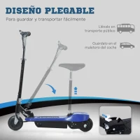 HOMCOM Patinete Eléctrico para Niños Scooter Eléctrico Plegable 120W con Manillar Ajustable Velocidad 10 km/h 78x37x99 cm Azul(m-5)