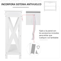 HOMCOM Mesa de Consola de Madera Mesa de Entrada con 1 Cajón y 1 Estante de Almacenaje para Pasillo Salón 100x30x81cm Blanco(m-7)