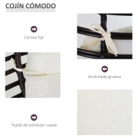 Outsunny Sillón de Ratán Balcón en Forma de Lágrima Sillón de Jardín con Cojín Acolchado de Algodón PP Estilo Moderno para Exterior e Interior Carga 160 kg 101x89x156 cm Marrón y Crema(m-5)