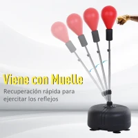 HOMCOM Punching Ball con Altura Ajustable en 136-154 cm y Base Rellenable Soporte y Guantes para Adultos y Adolescentes Rojo(m-4)