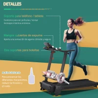 HOMCOM Cinta de Correr Andar Eléctrica Plegable con Velocidad hasta 14 km/h Pantalla LCD Superficie de Carrera de 42x130 cm Inclinación Manual y Ruedas de Transporte 164x70x125 cm Negro(m-6)