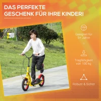 HOMCOM Kinderroller mit 12'' Luftreifen Scooter Tretroller höhenverstellbar Roller Cityroller Kinder Roller Kickboard ab 5 Jahre Kleinkind Schwarz 118 x 55,5 x 85-100,5 cm(m-6)