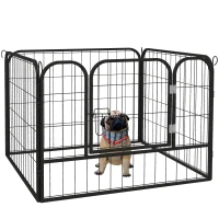 PawHut Parque para Perros de 4 Paneles Parque de Juegos Plegable para Mascotas para Exterior e Interior 82x82x60 cm Gris(m-1)