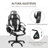 HOMCOM Sillón Giratorio Reclinable con 6 Puntos de Masaje y Calefacción Mando a Distancia 68x69x108-117cm Negro y Blanco(m-5)