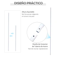 Outsunny Poste para Toldo Vela o Toldo de Refugio Mástil para Tienda de Campaña Fácil de Montar y Desmontar 2,5x300 cm Blanco(m-6)