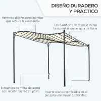 Outsunny Cenador de Jardín 3x3 m Pérgola con Toldo y 16 Orificios de Drenaje para Patio Terraza Metal y Poliéster 180 g/m² Resistente Crema(m-5)
