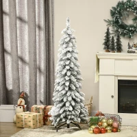 HOMCOM Arbre de Noël artificiel avec support en acier 253 branches enneigées socle pliable hauteur 135 cm vert(m-2)