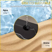 Outsunny 4 Pesos para Base de Sombrilla Rellenable de Agua 104 kg Arena 125 kg o Mixto 140 kg 4 Piezas para Base Cruzada de Parasol para Jardín Exterior 109x109x13 cm Negro(m-5)
