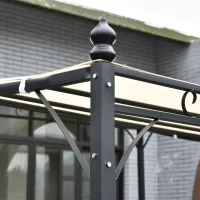 Outsunny Cenador de Jardín 3x3 m Pérgola con Toldo y 16 Orificios de Drenaje para Patio Terraza Metal y Poliéster 180 g/m² Resistente Crema(m-7)