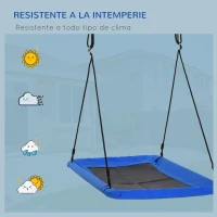 Outsunny Columpio para Niños de Jardín Nido Rectangular hasta 150 kg +3 Años con Cuerdas Ajustables Tela Oxford 900D y Metal 150x80x180 cm Azul(m-5)