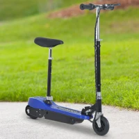 HOMCOM Patinete Eléctrico para Niños Scooter Eléctrico Plegable 120W con Manillar Ajustable Velocidad 10 km/h 78x37x99 cm Azul(m-2)